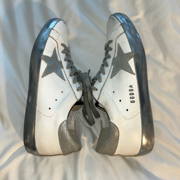 Golden Goose White and Gray Superstar Sneakers